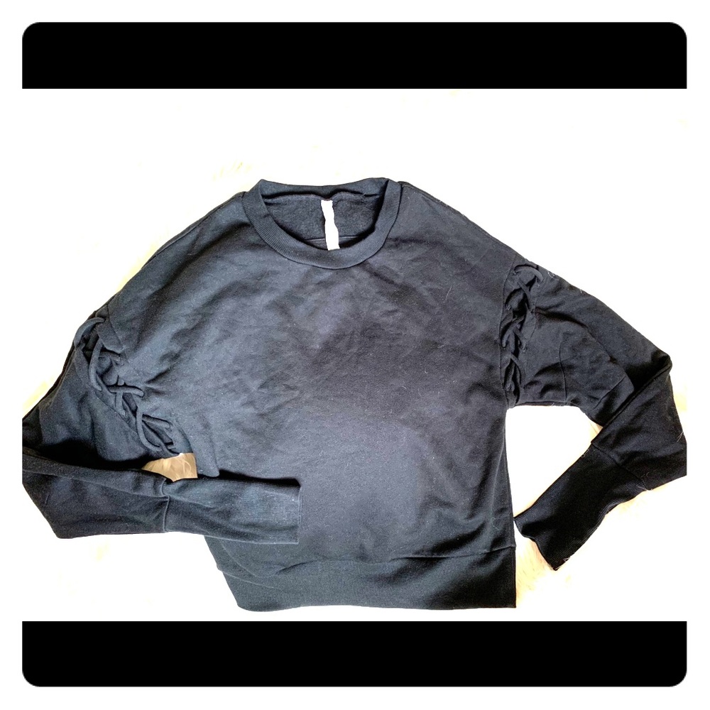 Alo Yoga Lattice Long Sleeve Pullover Black Sz S